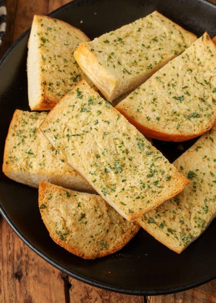 close up shot of garlic and herb bread