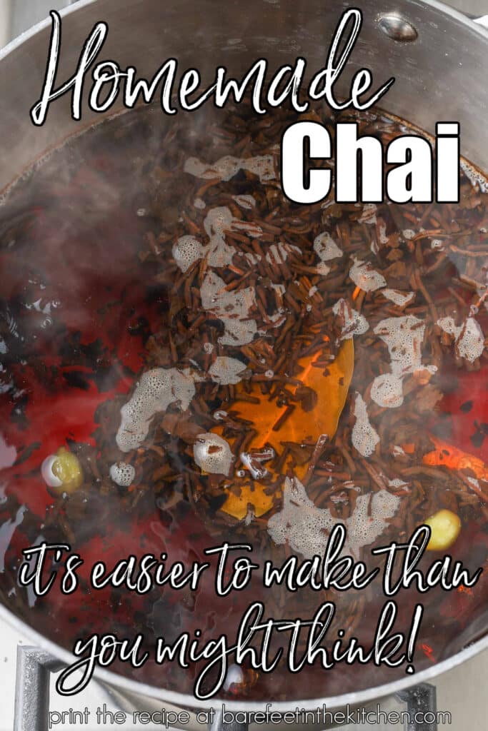 chai spices steeping in saucepan