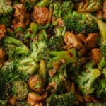 close up of chicken stir fry with vegetables