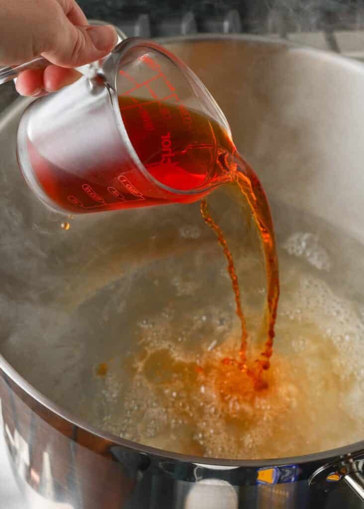 Pouring liquids into pot