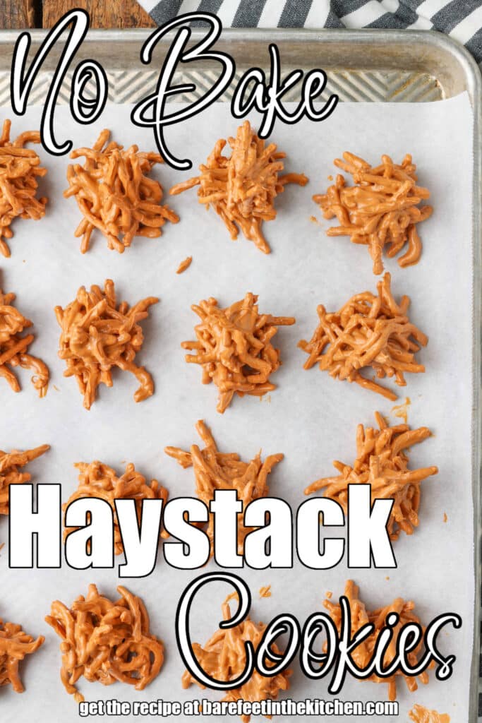 overhead shot of haystack cookies cooling on tray