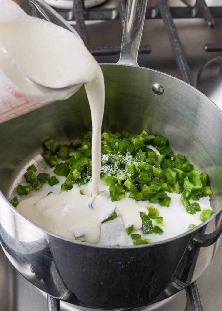 jalapenos and cream in a pot