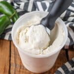 ice cream in container next to jalapenos