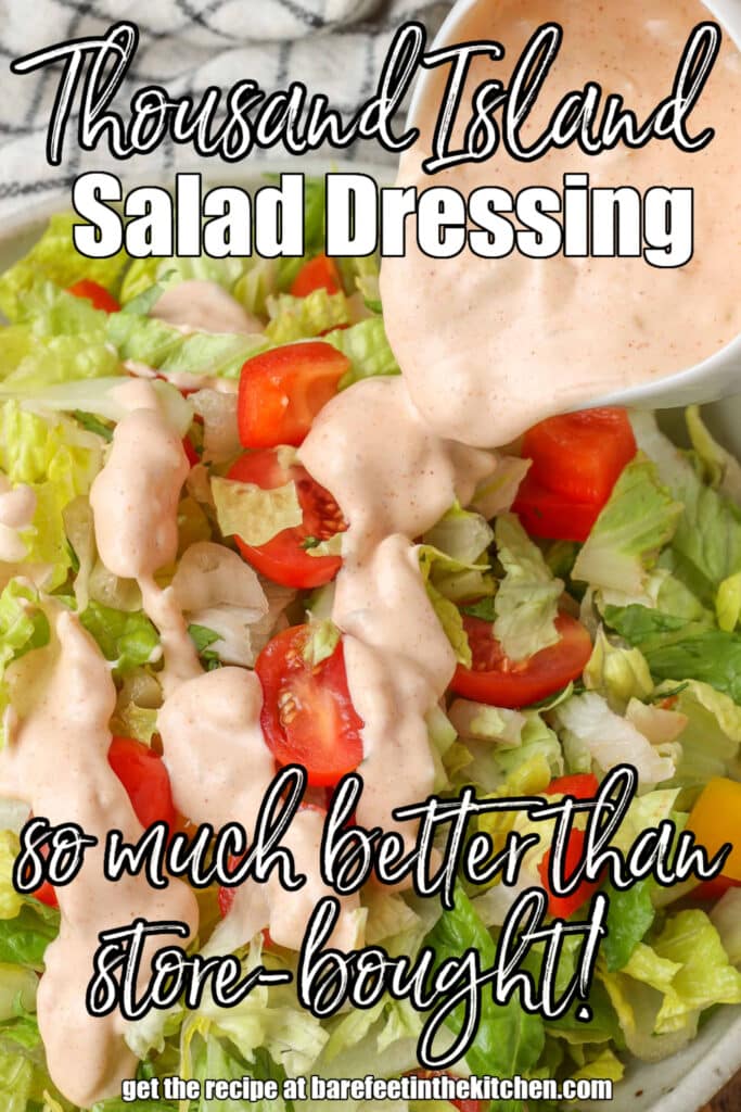 Sweet and savory dressing poured over fresh salad with tomatoes