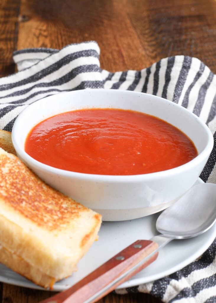 Slow Cooker Tomato Soup is made with just three ingredients