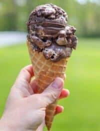 Chocolate ice cream in cone