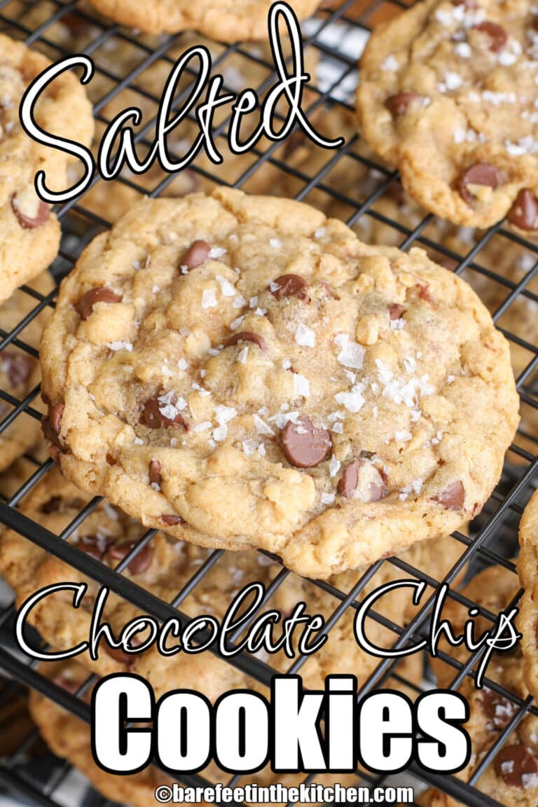 Salted Chocolate Chip Cookies - Barefeet in the Kitchen
