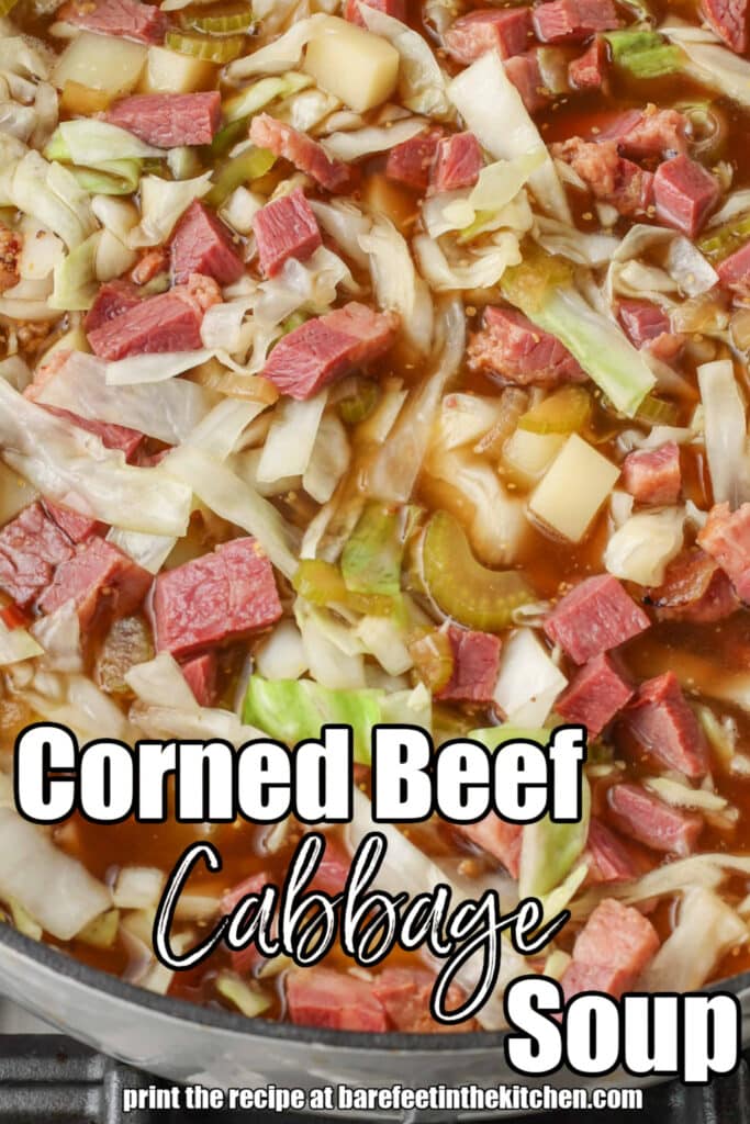 soup with corned beef, cabbage, and potatoes