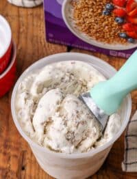ice cream scoop holding grape nuts ice cream
