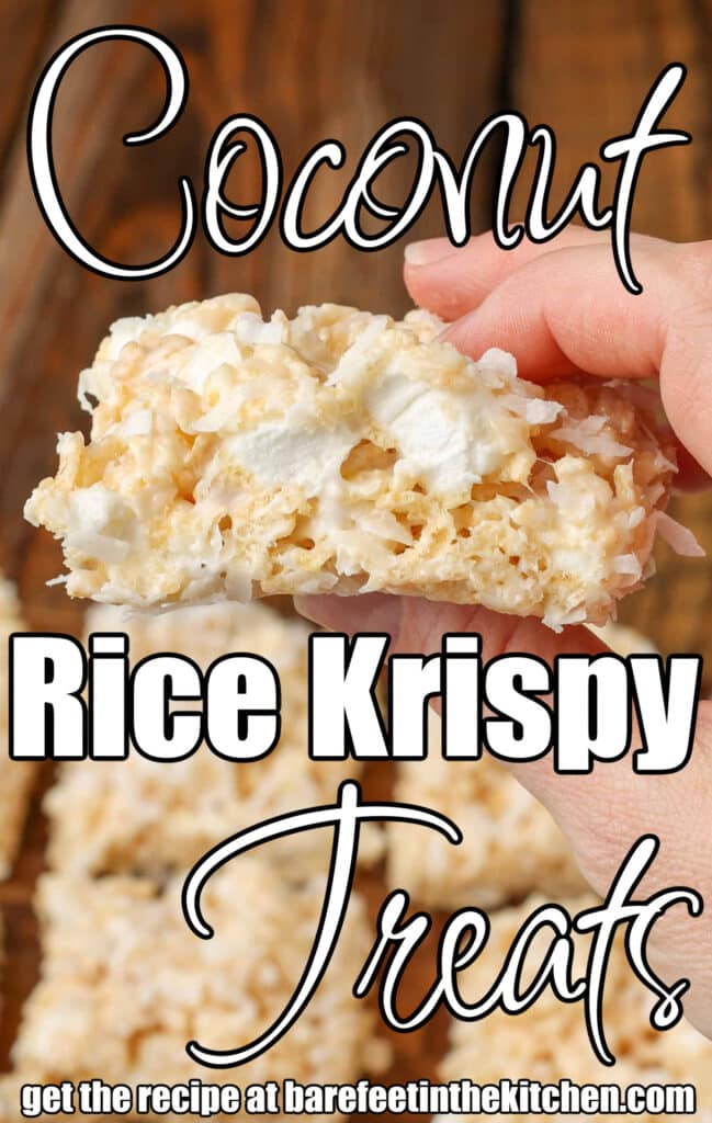 rice krispy treats in hand