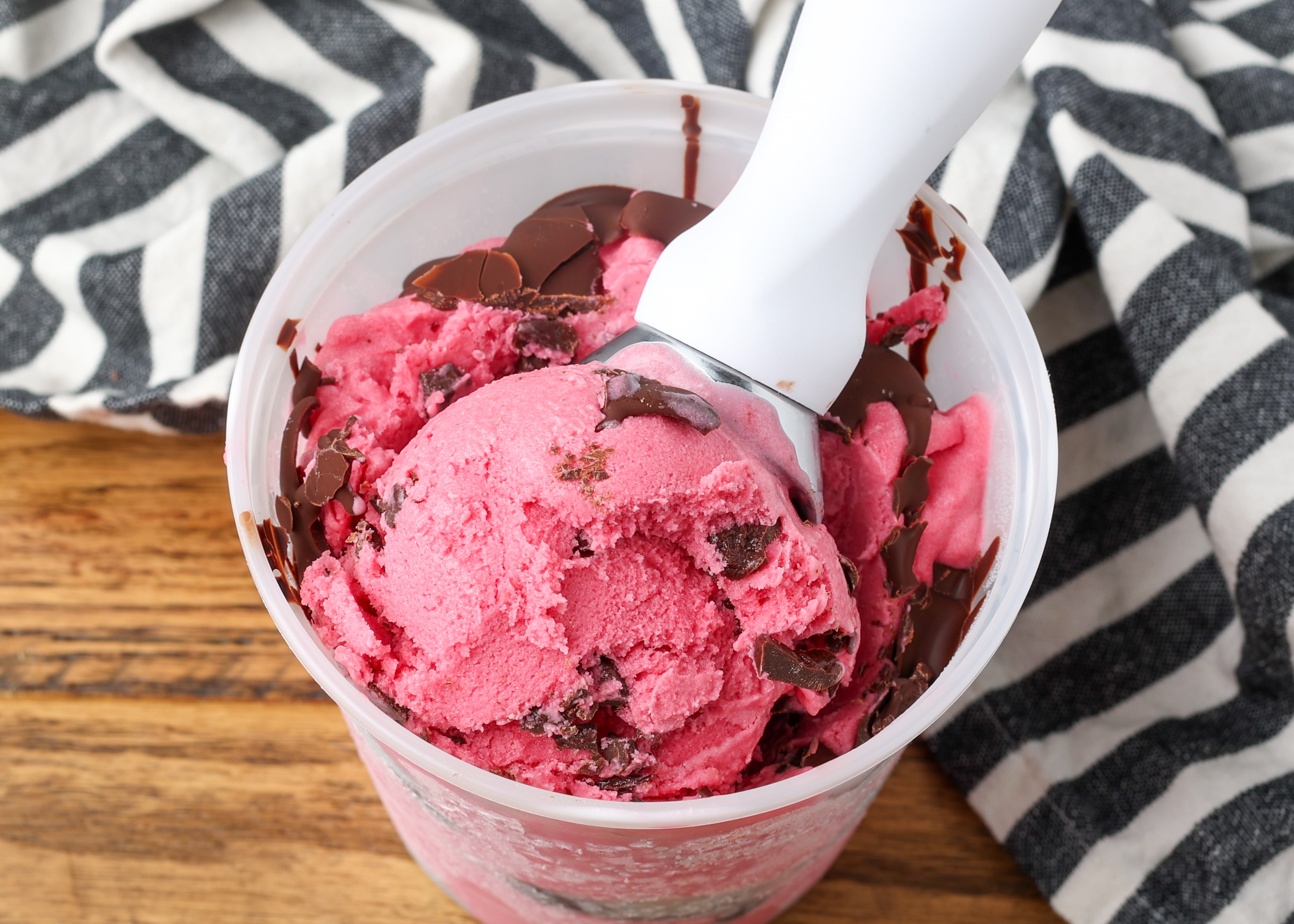 Cranberry Ice Cream with Chocolate Chunks