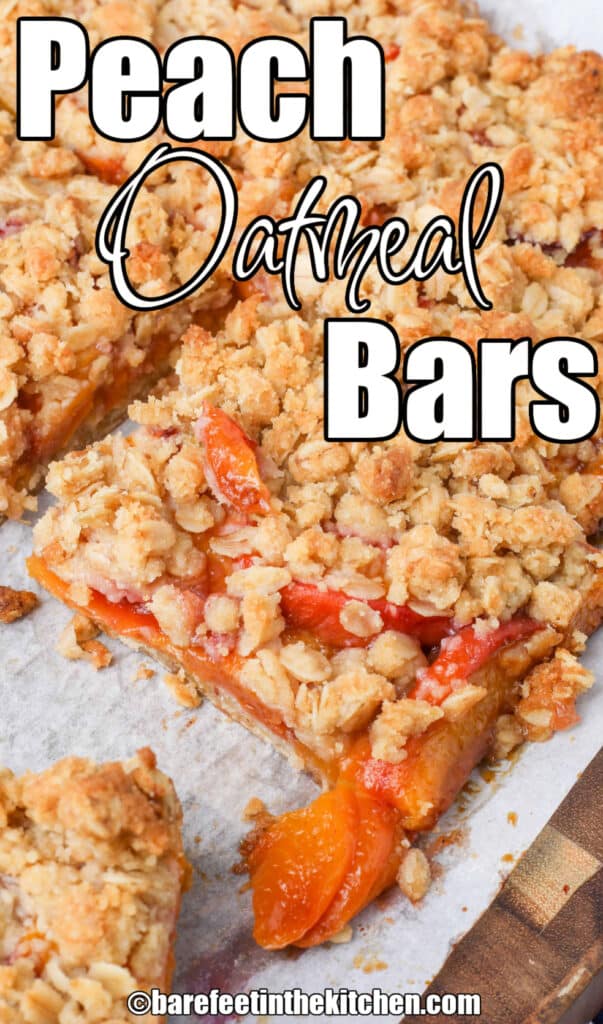 Peach Bars with an oatmeal crust