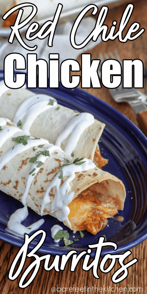 Red Chile Chicken, Bean and Cheese Burritos 