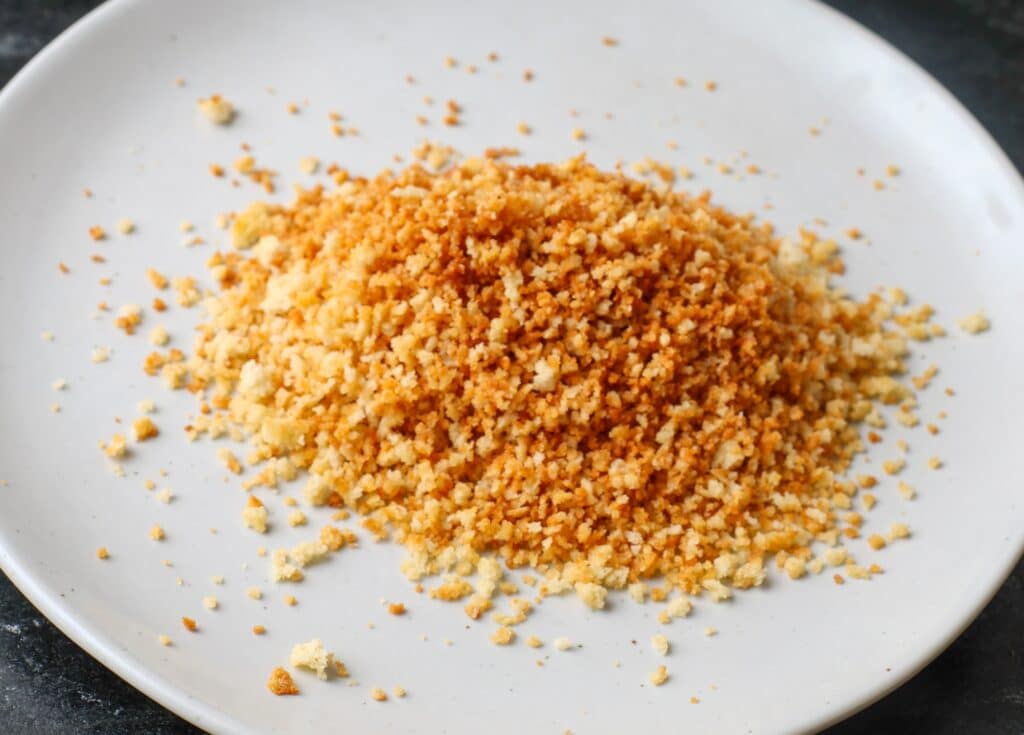 toasted breadcrumbs on plate
