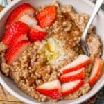 Instant Pot Steel Cut Oats in bowl with berries