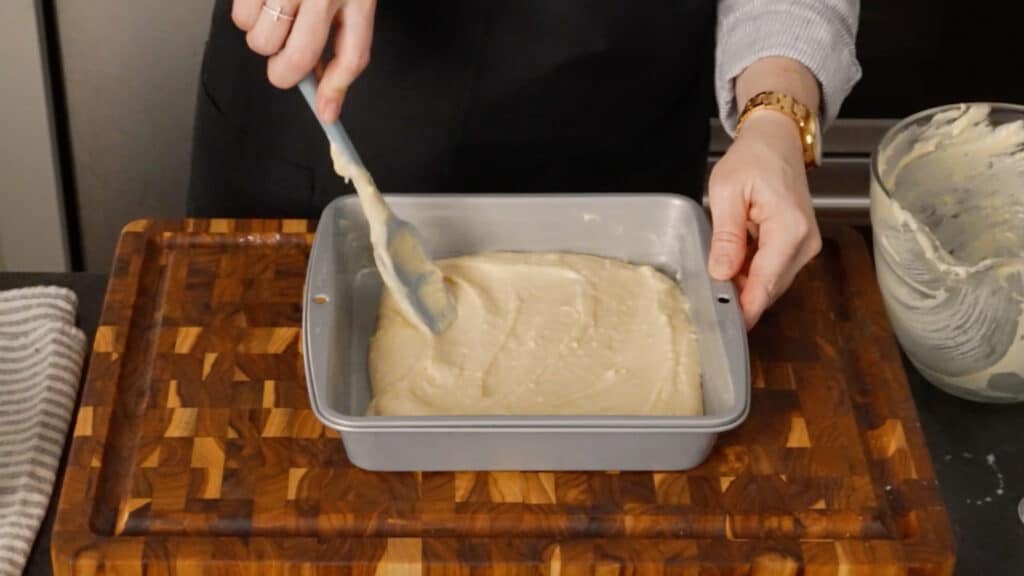 batter for cake in the pan