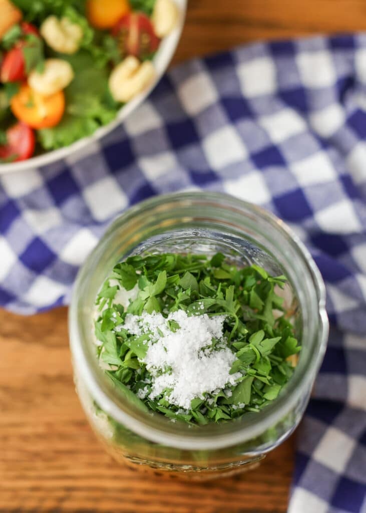 layered ingredients in mason jar