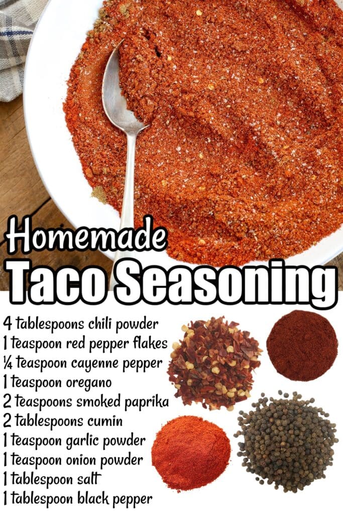 graphic showing ingredients for homemade taco seasoning