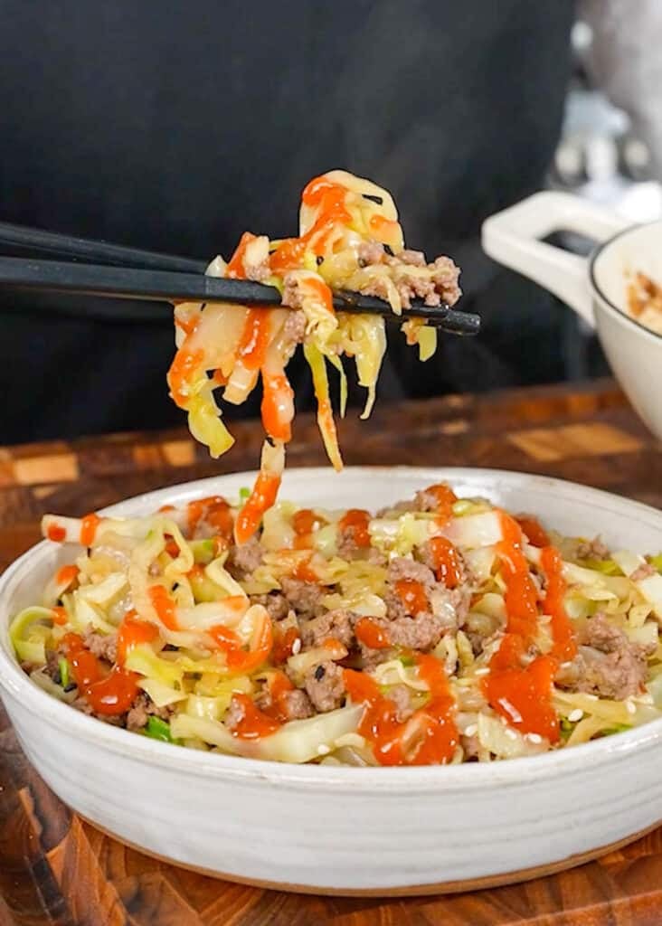 stir fry on chopsticks