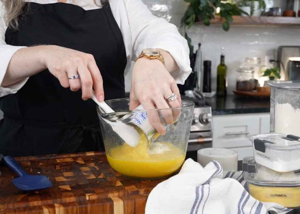 stirring together wet ingredients